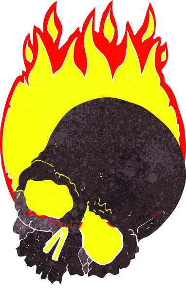 Cartoon Burning Skull Isolated White Background — Stock Vector