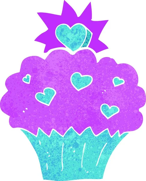 Dessin Animé Amour Coeur Cupcake — Image vectorielle