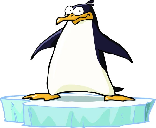 Pingvin Jégtáblán Vektor Illusztráció — Stock Vector