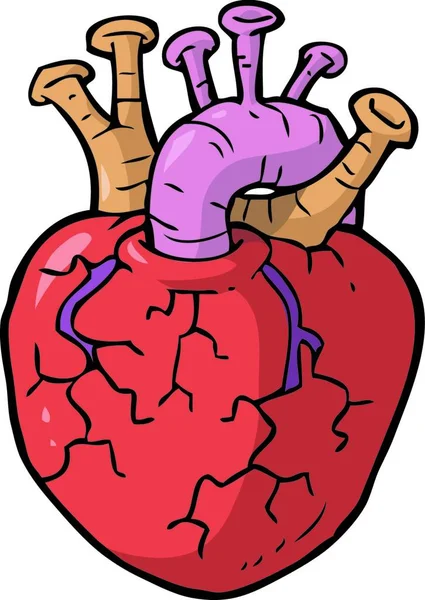Cartoon Doodle Herz Auf Weißem Hintergrund Vektor Illustration Zeichentrickkritzelherz — Stockvektor