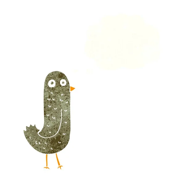 Drôle Dessin Animé Oiseau Avec Bulle Pensée — Image vectorielle