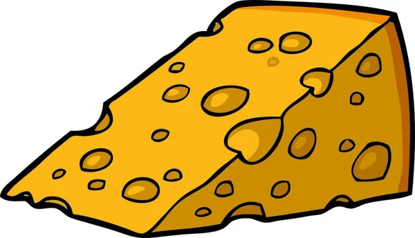 Cartoon Doodle Stück Käse Auf Weißem Hintergrund Vektor Illustration Gekritzeltes — Stockvektor