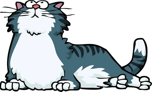 Cartoon Doodle Cat Looking White Background Vector Illustration Doodle Cat — Stock Vector