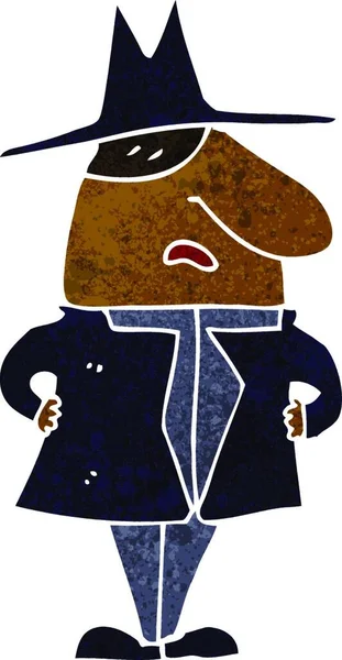 Homem Dos Desenhos Animados Casaco Chapéu — Vetor de Stock