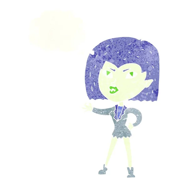 Chica Vampiro Dibujos Animados Con Burbuja Pensamiento — Vector de stock