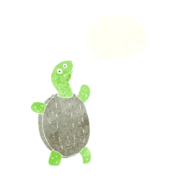 Dessin Animé Tortue Heureuse Avec Bulle Pensée — Image vectorielle