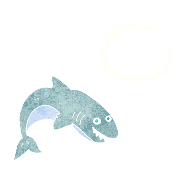 Requin Dessin Animé Avec Bulle Pensée — Image vectorielle