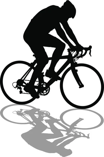Silhouette Cyclist Male White Background Silhouette Cyclist Male White Background — Stock Vector