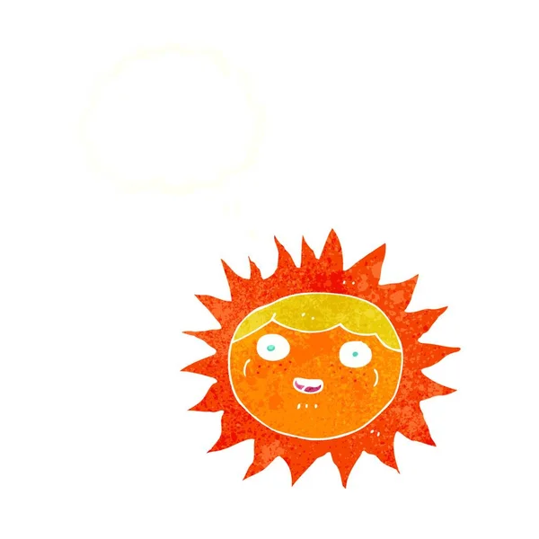 Personaje Dibujos Animados Sol Con Burbuja Pensamiento — Vector de stock