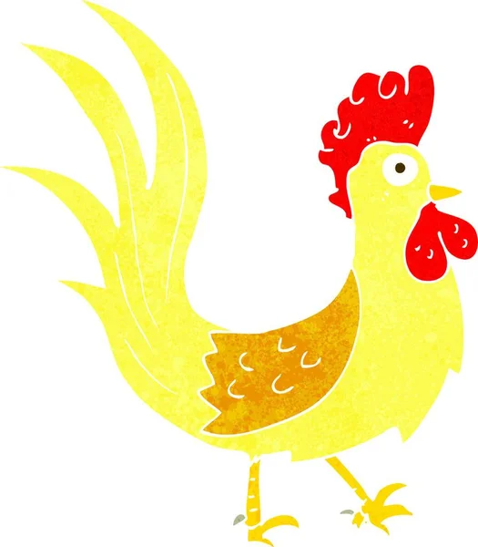 Tecknad Cockerel Illustration Vit Bakgrund — Stock vektor