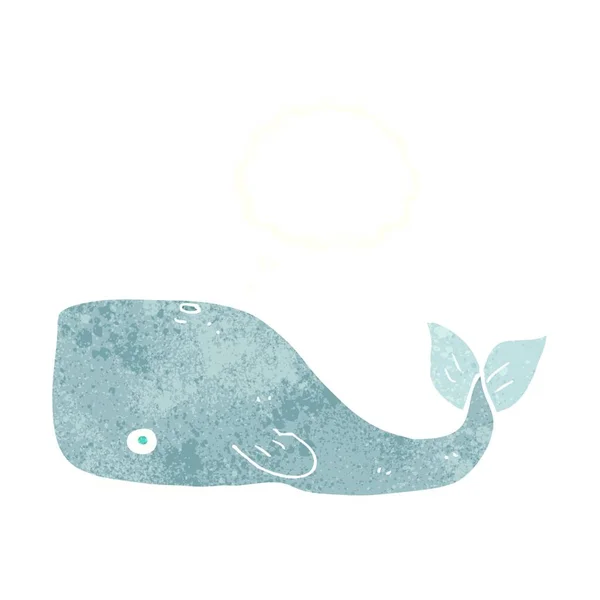 Ballena Dibujos Animados Con Burbuja Pensamiento — Vector de stock