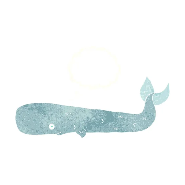 Baleine Dessin Animé Avec Bulle Pensée — Image vectorielle