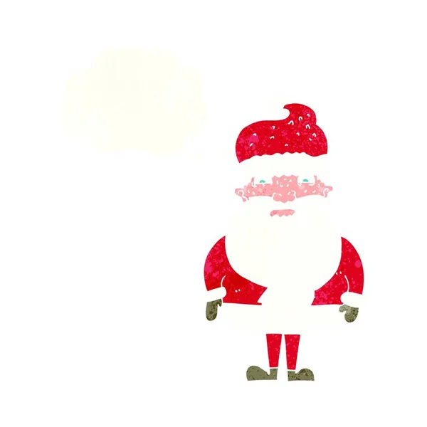 Dessin Animé Grincheux Père Noël Claus Avec Bulle Pensée — Image vectorielle