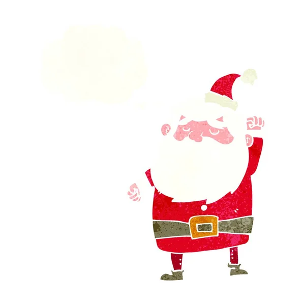 Tecknad Santa Claus Stansar Luft Med Tanke Bubbla — Stock vektor