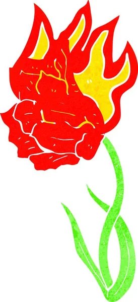 Tecknad Flammande Blomma Illustration Vit Bakgrund — Stock vektor