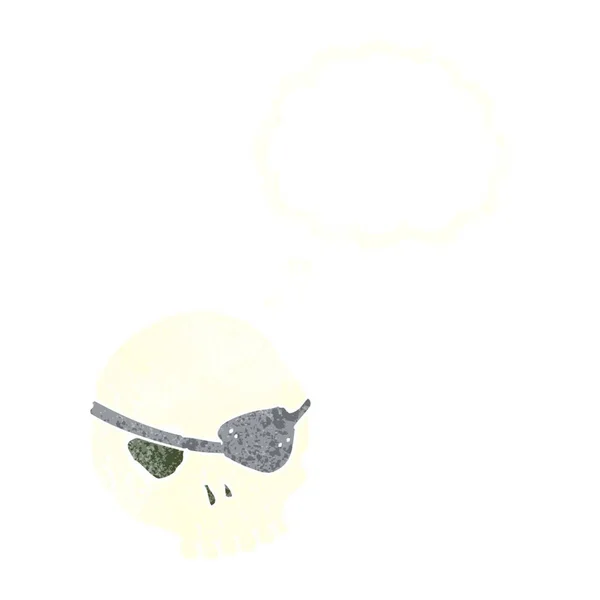 Crâne Dessin Animé Avec Bandeau Avec Bulle Pensée — Image vectorielle