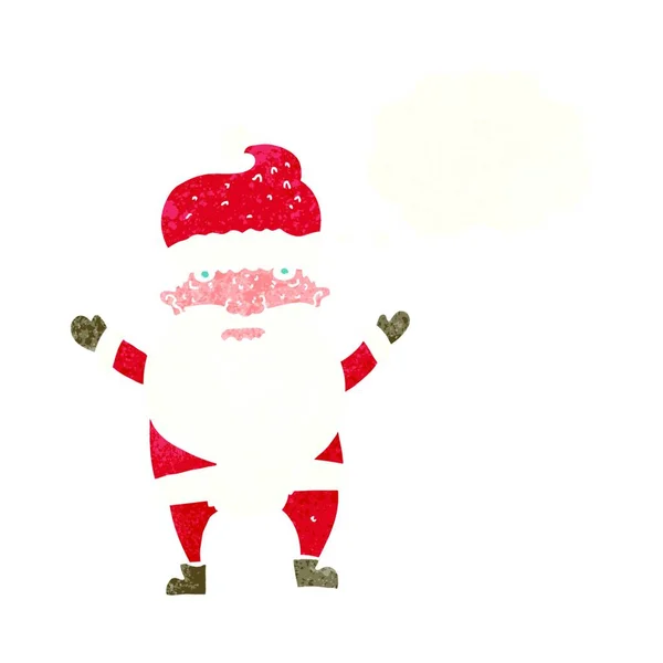 Dessin Animé Père Noël Grincheux Avec Bulle Pensée — Image vectorielle