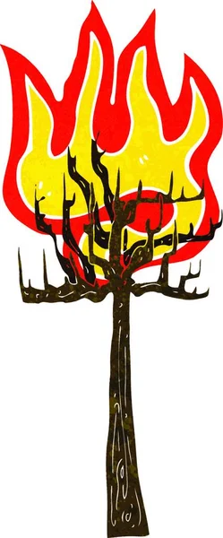 Arbre Dessin Animé Feu — Image vectorielle