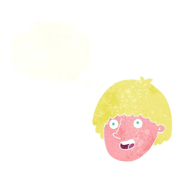 漫画幸せな男性の顔で思考バブル — ストックベクタ