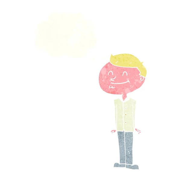 Hombre Sonriente Dibujos Animados Con Burbuja Pensamiento — Archivo Imágenes Vectoriales