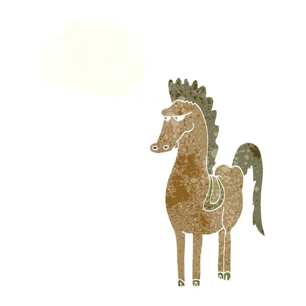 Caballo Dibujos Animados Con Burbuja Pensamiento — Vector de stock