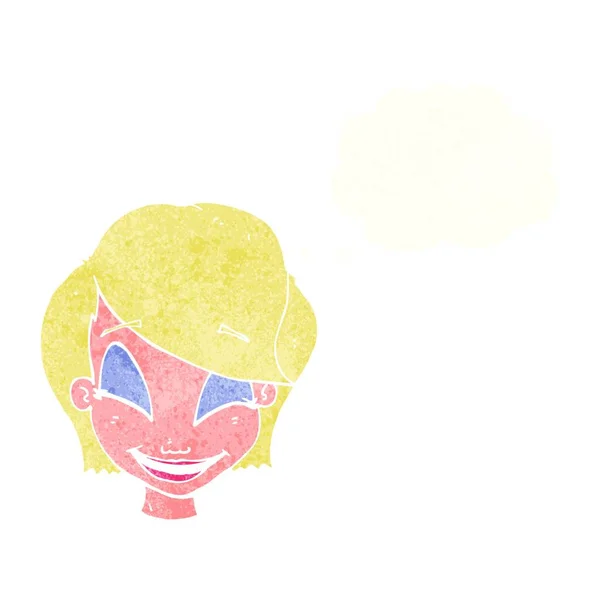 Мультфильм Довольно Женское Лицо Мыслепузырём — стоковый вектор