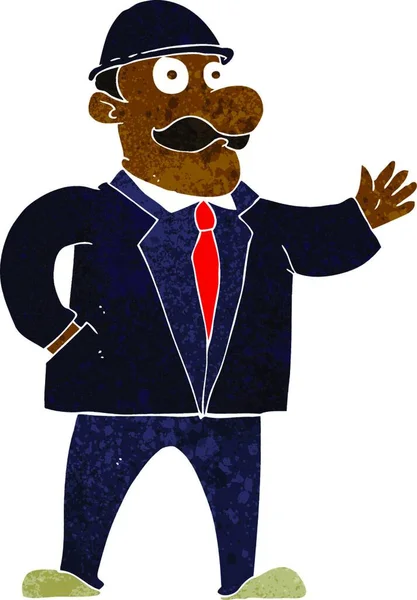 Cartoon Sensible Businessman Bowler Hat — Stock Vector