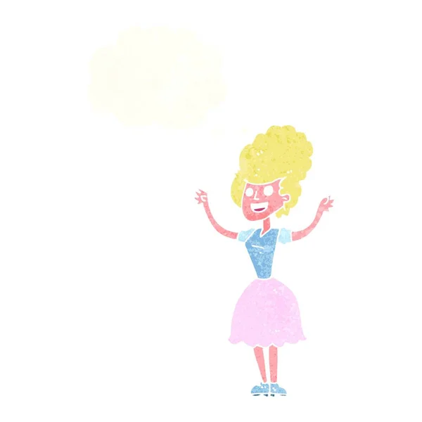 漫画の幸せな女性白い背景のイラスト — ストックベクタ