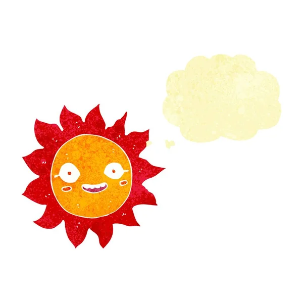 Dibujos Animados Sol Feliz Con Burbuja Pensamiento — Archivo Imágenes Vectoriales