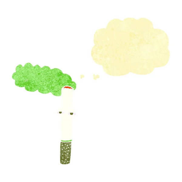 Dibujos Animados Cigarrillo Feliz Con Burbuja Pensamiento — Archivo Imágenes Vectoriales