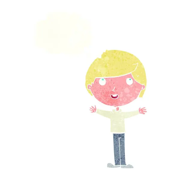 Мультяшный Счастливый Мальчик Мыльным Пузырем — стоковый вектор