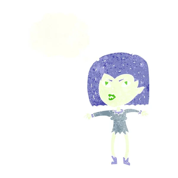Chica Vampiro Dibujos Animados Con Burbuja Pensamiento — Archivo Imágenes Vectoriales