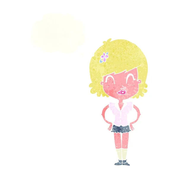 卡通片中快乐女人的思想泡泡 — 图库矢量图片