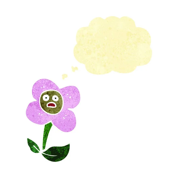 Bunga Kartun Dengan Wajah Dengan Pikiran Gelembung - Stok Vektor