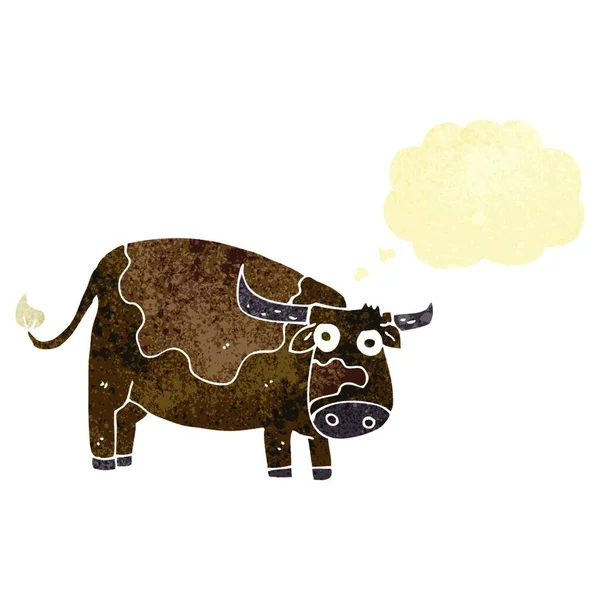 Vaca Dibujos Animados Con Burbuja Pensamiento — Archivo Imágenes Vectoriales
