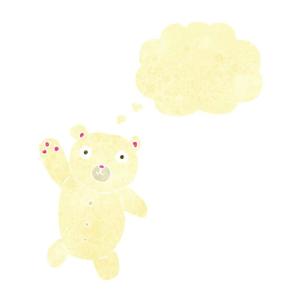 Dibujos Animados Lindo Oso Peluche Polar Con Burbuja Pensamiento — Vector de stock