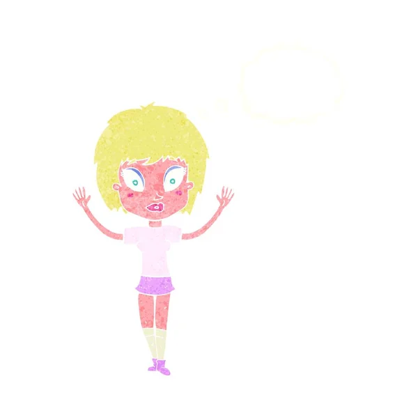 Kreslená Hezká Dívka Myšlenkovou Bublinou — Stockový vektor