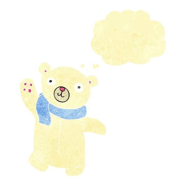Cute Cartoon Polar Teddy Bear Thought Bubble — Stock Vector