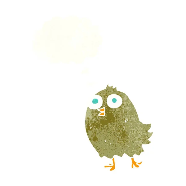 Kreslený Šťastný Pták Myšlenkovou Bublinou — Stockový vektor