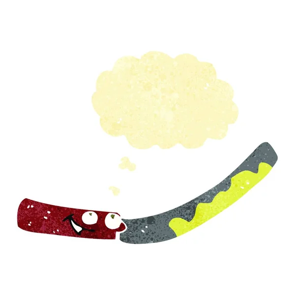 Cuchillo Mantequilla Dibujos Animados Con Burbuja Pensamiento — Vector de stock