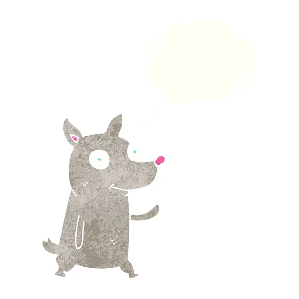 Dibujos Animados Pequeño Perro Ondeando Con Burbuja Pensamiento — Archivo Imágenes Vectoriales