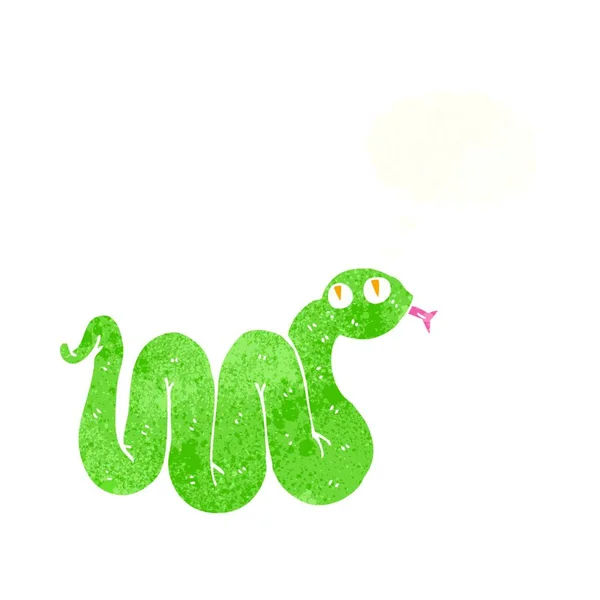 Divertida Serpiente Dibujos Animados Con Burbuja Pensamiento — Vector de stock