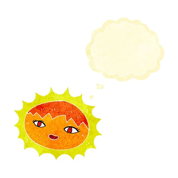 Dibujos Animados Bonito Sol Con Burbuja Pensamiento — Archivo Imágenes Vectoriales