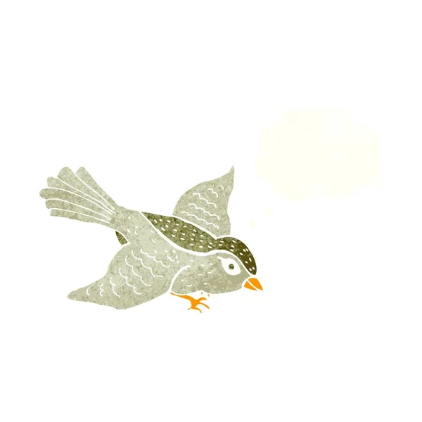 Kreslený Létající Pták Myšlenkovou Bublinou — Stockový vektor