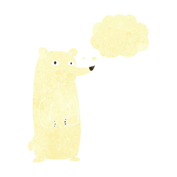 Urso Polar Engraçado Desenhos Animados Com Bolha Pensamento — Vetor de Stock