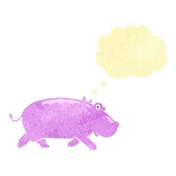 Hipopótamo Desenhos Animados Com Bolha Pensamento — Vetor de Stock