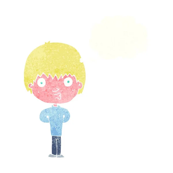 Καρτούν Σφύριγμα Αγόρι Φούσκα Σκέψης — Διανυσματικό Αρχείο