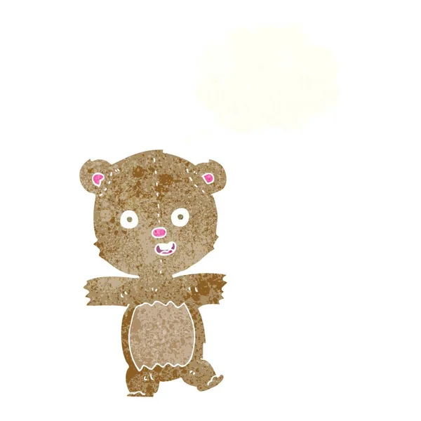 Мультяшний Танцюючий Плюшевий Ведмідь Думкою Бульбашки — стоковий вектор