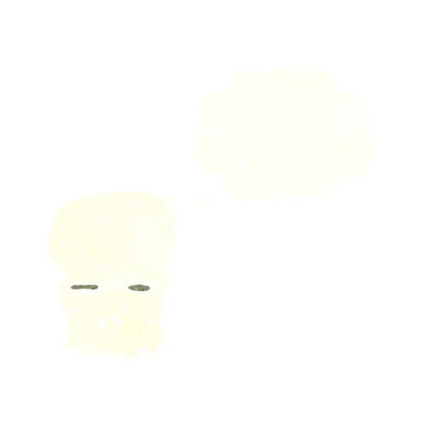 Kreslená Strašidelná Lebka Myšlenkovou Bublinou — Stockový vektor