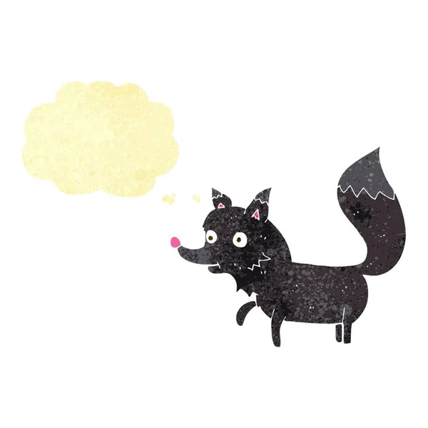 Dibujos Animados Lobo Cachorro Con Burbuja Pensamiento — Vector de stock